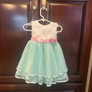 Rare Editions White, Pink and Light Aqua Kids Dress 18months